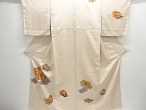花唐草模様刺繍手織り紬訪問着